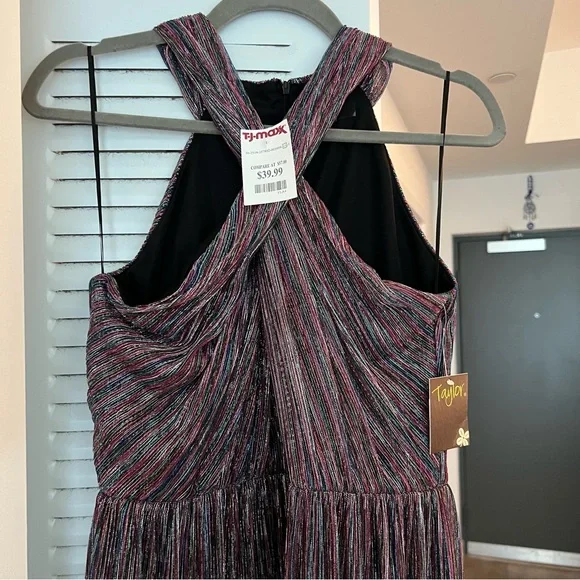 torrent dress floor length metallic Plus Nora Metallic Galaxy Crinkle Long Sleeve Dress